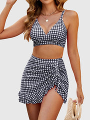 Sunnylia - Women's High Waisted Bikini Sets Tummy Control Swim Skirt Two Piece Swim Suit
