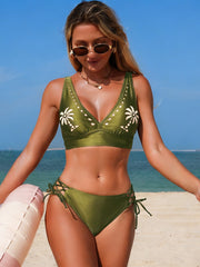 Sunnylia - Women's Bikini Set Two Piece Swimsuit Tree Hollow V Neck Bathing Suit