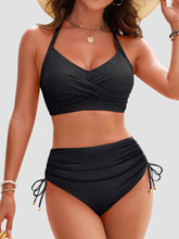 Sunnylia - Womens High Waisted Bikini Sets Drawstring Tummy Control Swimsuits Crisscross Tie Back Bathing Suit