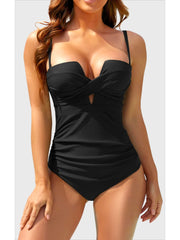 Sunnylia - Women's Push Up Wrap Front Swimsuit One Piece Tummy Control Bathing Suits Bandeau Support Slimming Swimwear