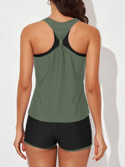Sunnylia - Womens Athletic 3 Piece Tankini Swimsuits with Shorts Swim Tank Tops