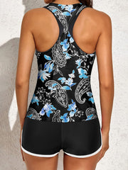 Sunnylia - Womens Athletic 3 Piece Tankini Swimsuits with Shorts Swim Tank Tops