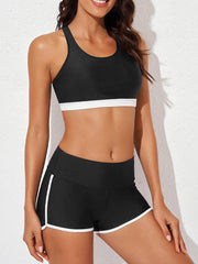 Sunnylia - Womens Athletic 3 Piece Tankini Swimsuits with Shorts Swim Tank Tops
