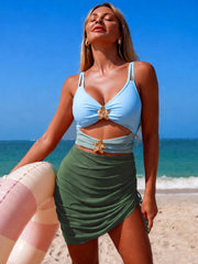 Sunnylia - Women’s One Piece Swim Dress Cut Out Tummy Control Swimsuit with Skirt
