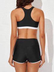Sunnylia - Womens Athletic 3 Piece Tankini Swimsuits with Shorts Swim Tank Tops