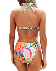 Sunnylia - Women Two Piece Bathing Suits Push Up Bikini Set Halter Swimsuit Vintage Swimwear