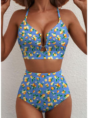Sunnylia - 2026 Summer Two Piece Bikini Set U-Wire Cutout High Waisted Swimsuit-Black