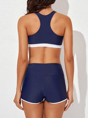 Sunnylia - Womens Athletic 3 Piece Tankini Swimsuits with Shorts Swim Tank Tops