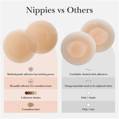 Sunnylia - Nipple Cover Sticky Adhesive Silicone Nipple Pasties Reusable Pasty Nipple Covers for Women with Travel Box