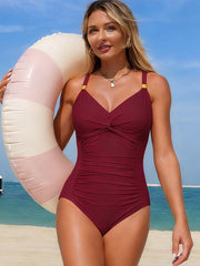 Sunnylia - Women's One Piece Swimsuit Tummy Control Bathing Suit Gold Metal Full Coverage Slimming Swimwear