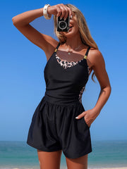 Sunnylia - Women's One Piece Tummy Control Bathing Suits Color Block Full Coverage Swim Rompers