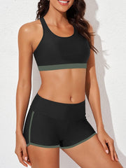 Sunnylia - Womens Athletic 3 Piece Tankini Swimsuits with Shorts Swim Tank Tops