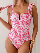Sunnylia - Women's One Piece Swimsuits Tummy Control Bathing Suits V Neck Boho Tie Shoulder Ruched Full