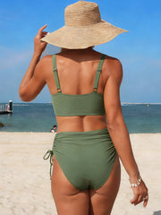 Sunnylia - Women's High Waisted Bikini Sets Drawstring Tummy Control Swimsuits Crisscross Tie Back Bathing Suit