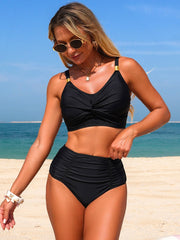 Sunnylia - Women's Bikini Sets Fashion Twist Front Push Up High Waist Bikini Swimsuit