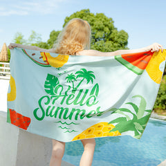 Sunnylia - Double Sided Velvet Beach Towel For Seaside Swimming Quick Drying Bath Towel