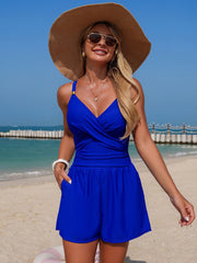 Sunnylia - Women's Swim Romper With Pocket Tummy Control One Piece Shorts Swimsuit