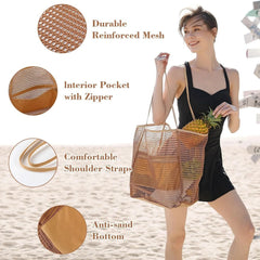 Sunnylia - Women's Swimming Beach Bag Portable One Shoulder Storage Bag Crossbody Bag Versatile Mesh Bag