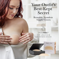 Sunnylia - Nipple Cover Sticky Adhesive Silicone Nipple Pasties Reusable Pasty Nipple Covers for Women with Travel Box