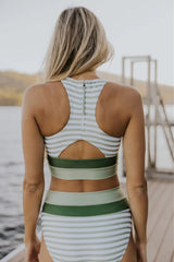 Sunnylia - Olive Drab Colorblock Cut Back Bikini Set