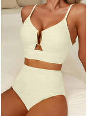 Sunnylia - 2026 Summer Two Piece Bikini Set U-Wire Cutout High Waisted Swimsuit-Black