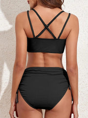 Sunnylia - Women's Bikini Sets Two Piece Swimsuit V Neck High Waisted Ruched Tummy Control Bathing Suit