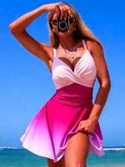 Sunnylia - Women's One Piece Swimsuit Tummy Control Ruched Deep V Neck Open Back Bathing Suit