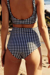 Sunnylia - Sport High Waist Gingham Bikini Swimsuit