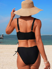 Sunnylia - Women's Bikini Set Two Piece Swimsuit Tree Hollow V Neck Bathing Suit
