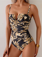 Sunnylia - Women's Push Up Wrap Front Swimsuit One Piece Tummy Control Bathing Suits Bandeau Support Slimming Swimwear