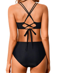 Sunnylia - Women High Waisted Bikini Set Two Piece Swimsuits Push up Wrap Swim Suits Top Tummy Control Bathing Suit