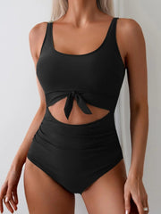 Sunnylia - Women's One Piece Swimsuit Tummy Control Slimming Bathing Suit Cutout Tie Knot Swimwear
